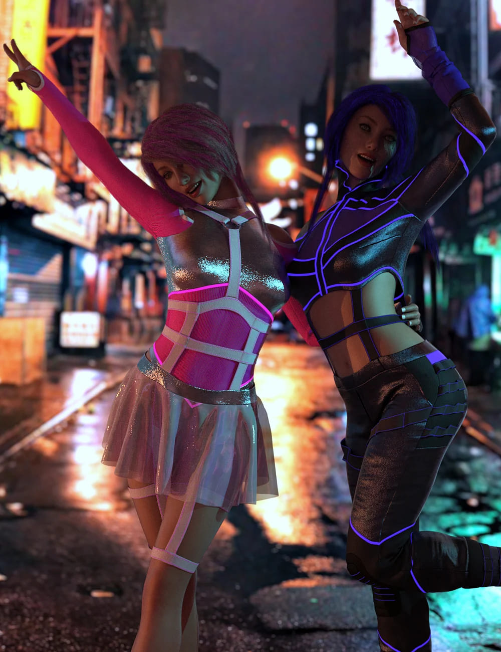 dForce CyberGirl Outfits for Genesis 8 Females_DAZ3D下载站