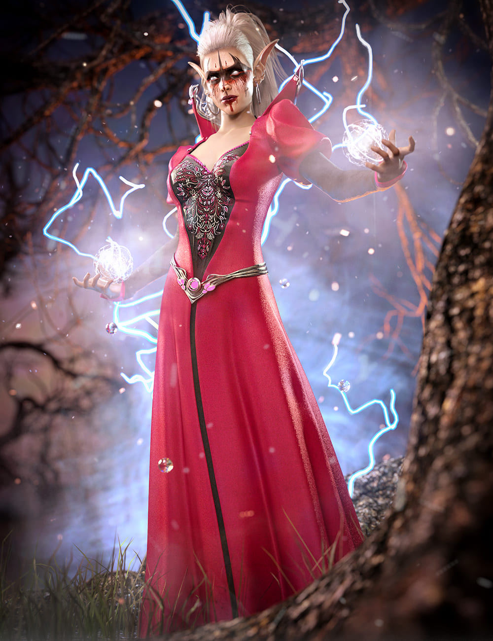 dForce Silver Elf Outfit for Genesis 8 and 8.1 Females_DAZ3DDL