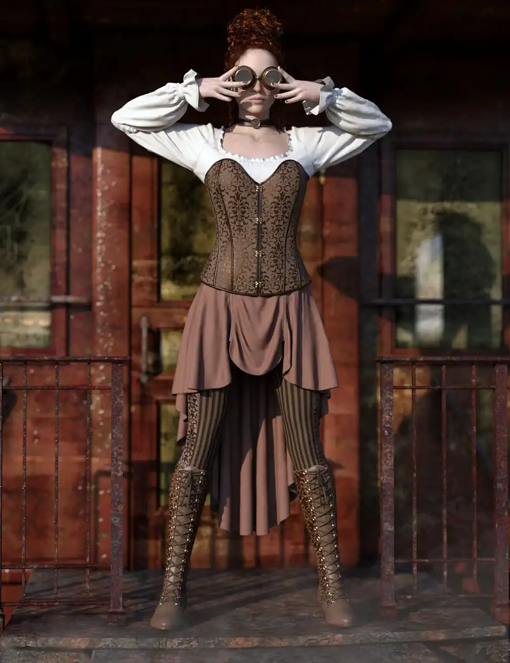 dForce Steampunk Outfit for Genesis 8 Female(s)_DAZ3D下载站
