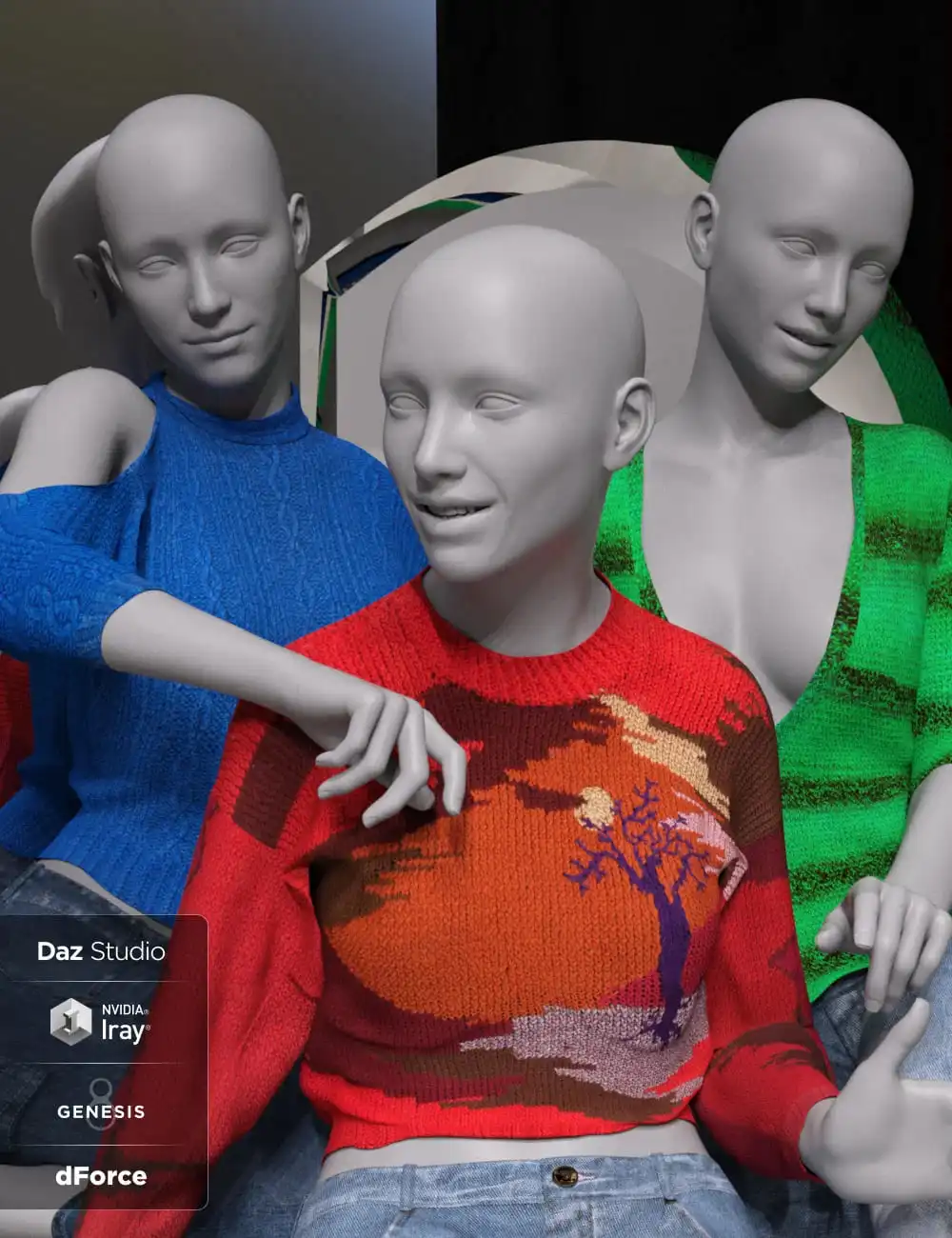 dForce Sweater Collection_DAZ3D下载站