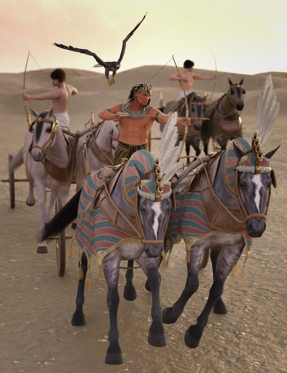Egyptian Chariot Warfare for Daz Horse 2_DAZ3D下载站