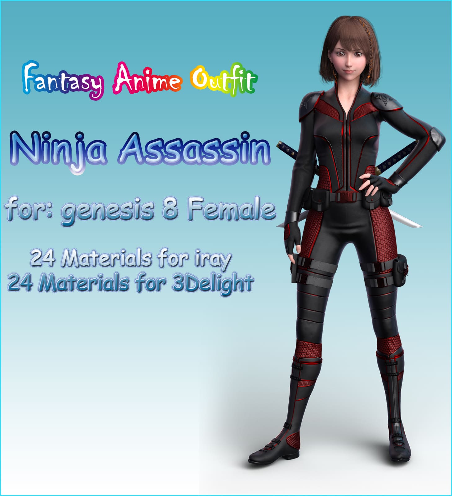 fantasy anime outfit 8 _ Ninja Assassin _ for G8F_DAZ3DDL