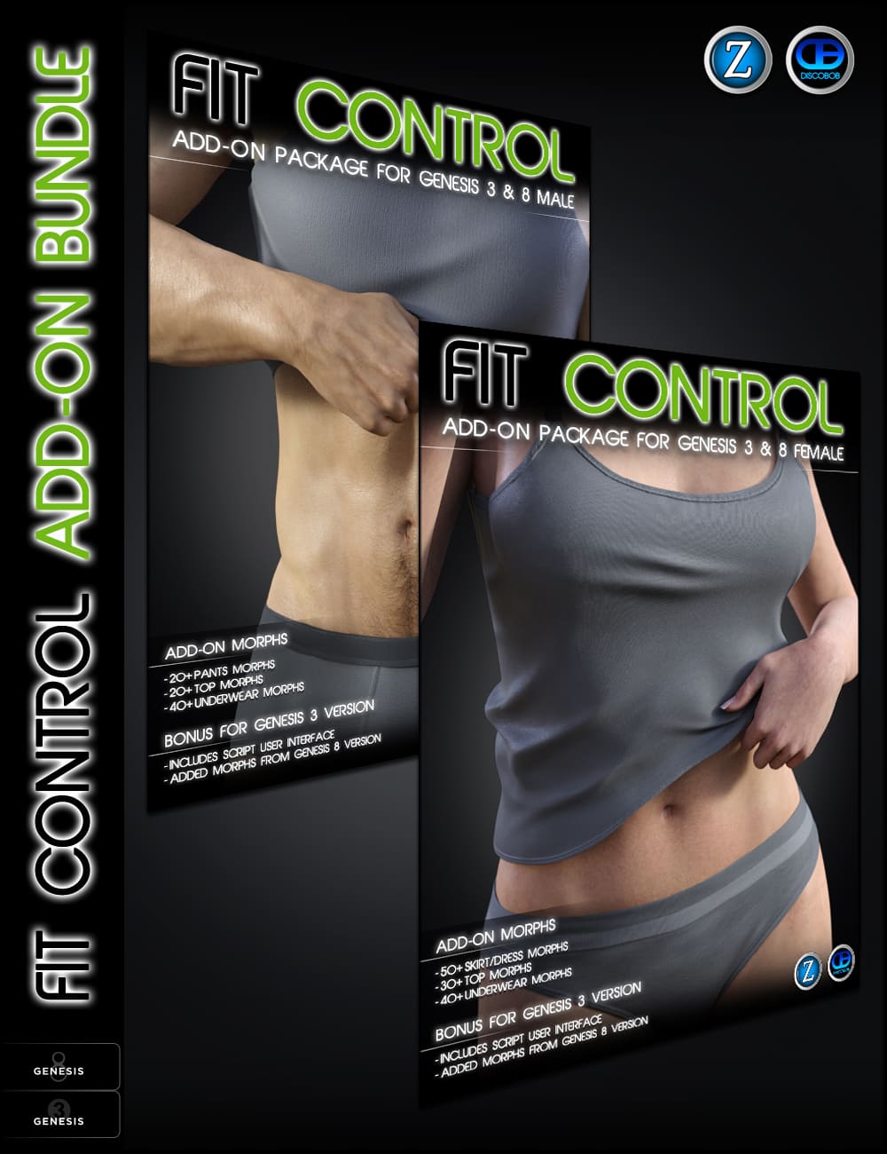 Fit Control Add-On for Genesis 3 and 8 Bundle_DAZ3D下载站