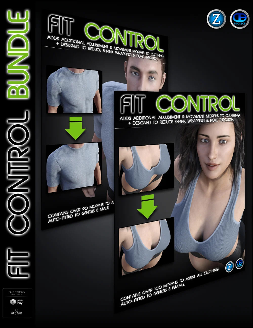 Fit Control Bundle for Genesis 8 Female(s) and Male(s) (Update Genesis 8.1)_DAZ3D下载站