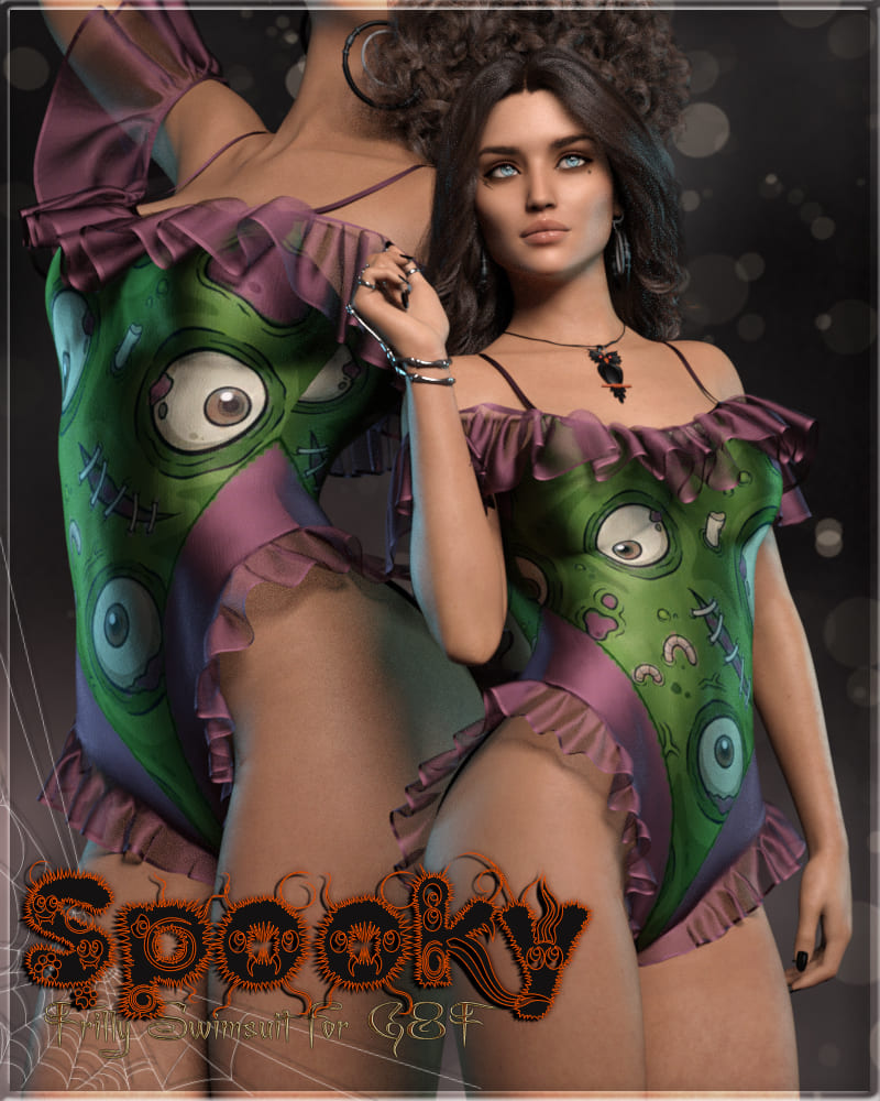 Spooky Frills Swimsuit G8F_DAZ3DDL