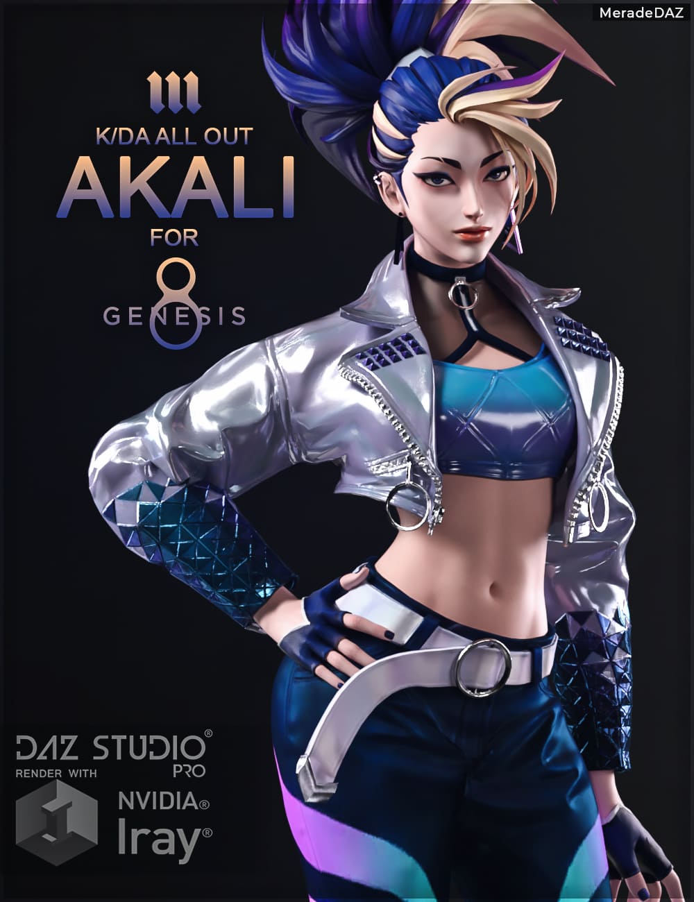 Akali KDA ALL OUT for Genesis 8 and 8.1 Female_DAZ3D下载站