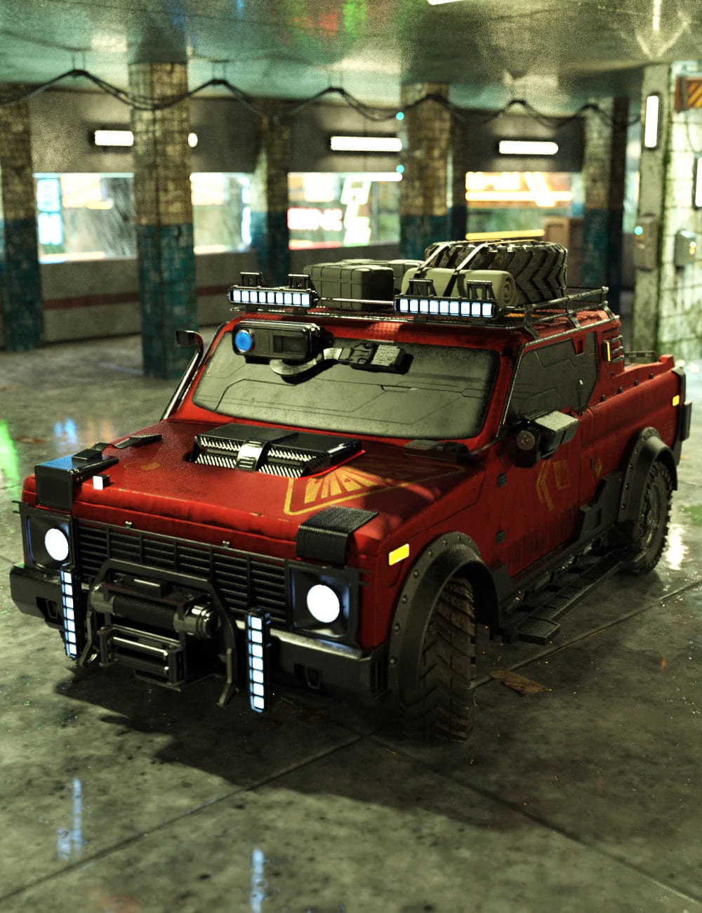 Cyberpunk Pickup Truck_DAZ3D下载站