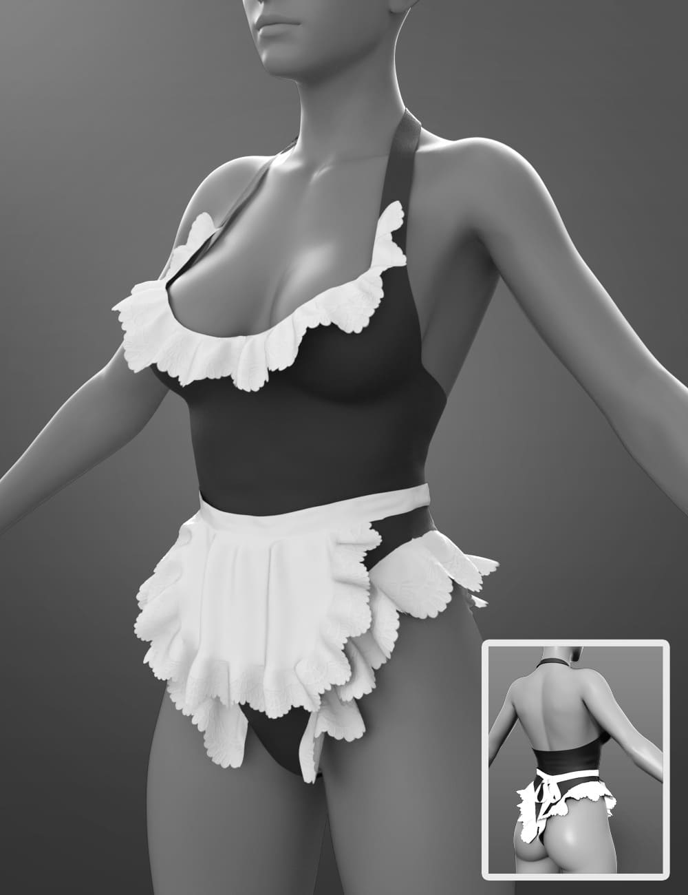 dForce Frilly Outfit for G8F – Daz Freebie_DAZ3D下载站