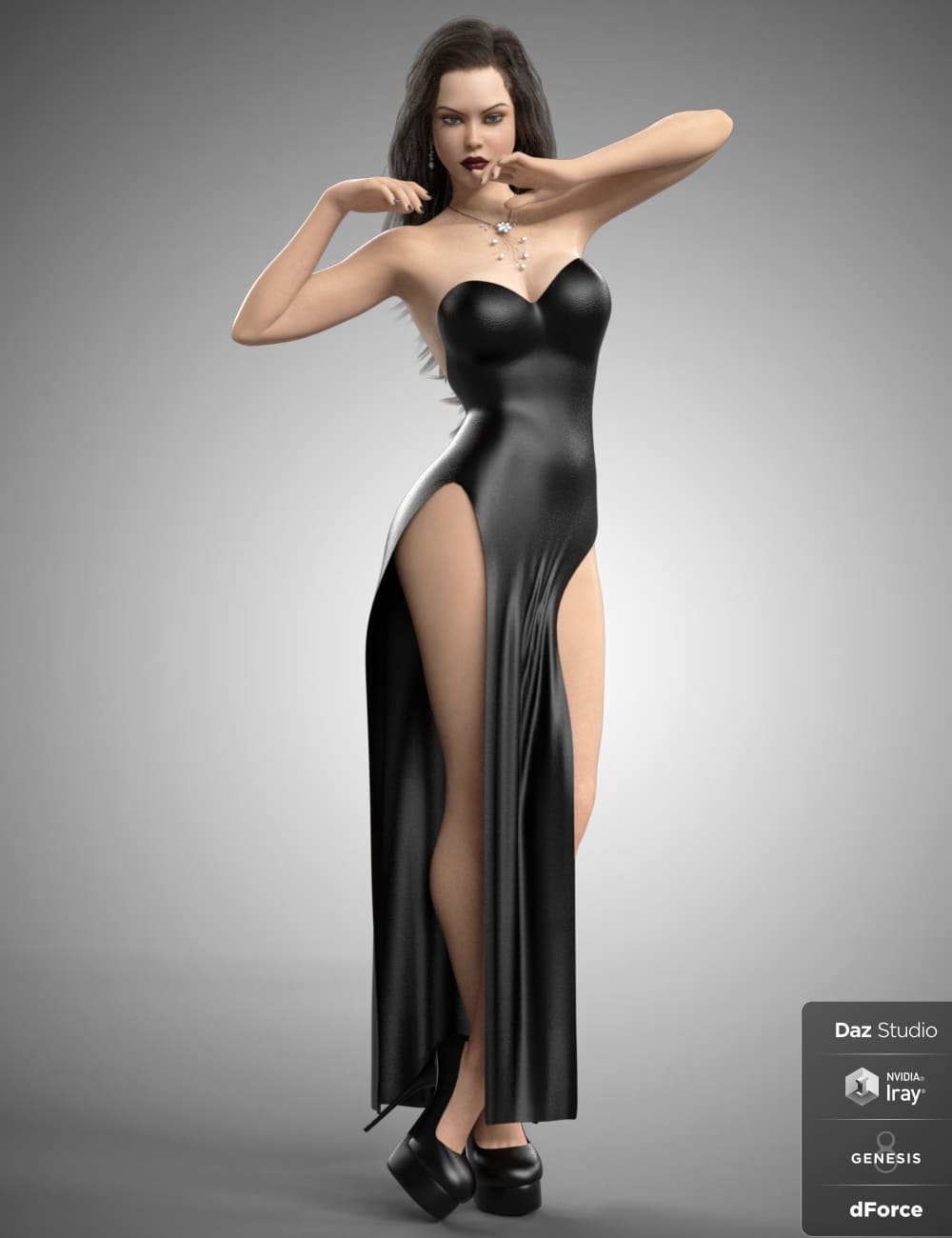 dForce Hot Dress for Genesis 8 Females_DAZ3D下载站