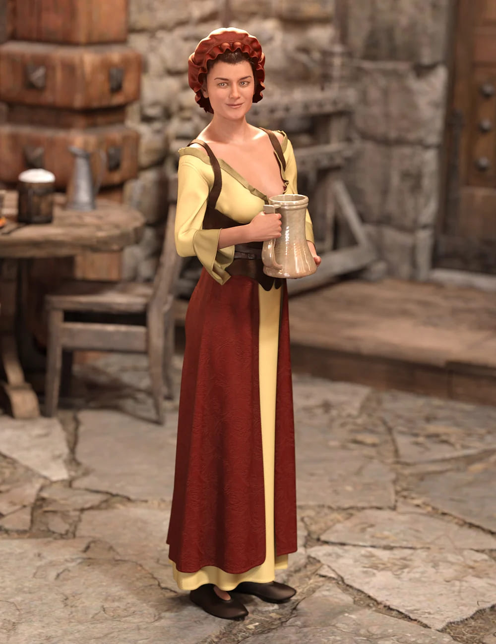 dForce Medieval Barmaid for Genesis 8 Female(s)_DAZ3D下载站