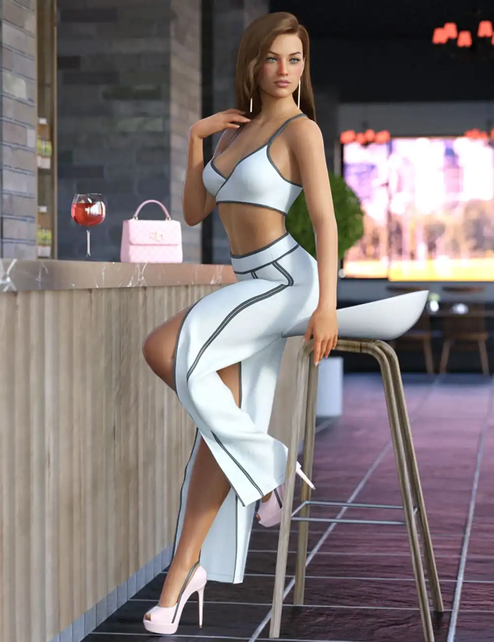 dForce Open Pants Outfit for Genesis 8 Females_DAZ3D下载站