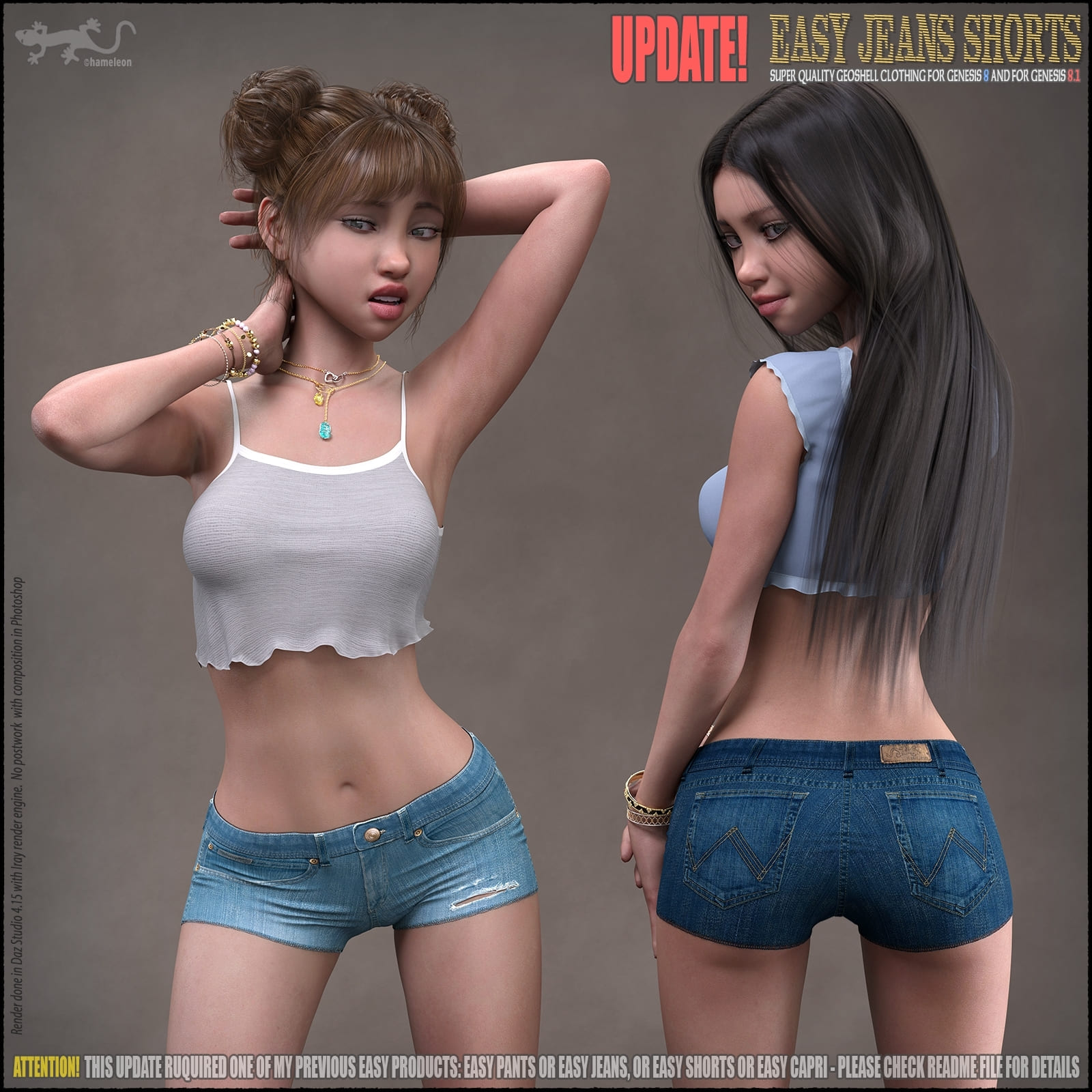 Easy Jeans Shorts for Genesis 8 and 8.1_DAZ3D下载站