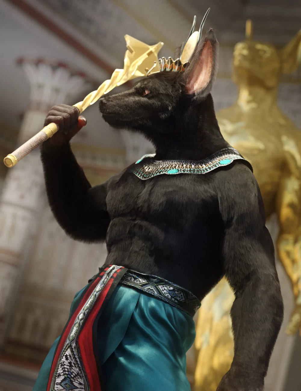 Majestic Anubis with dForce Hair for Genesis 8 Male_DAZ3D下载站