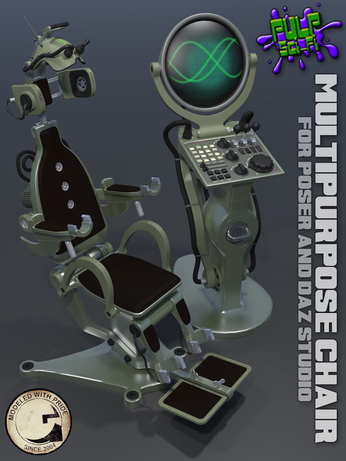 Pulp SciFi Chair for Poser and DS_DAZ3D下载站
