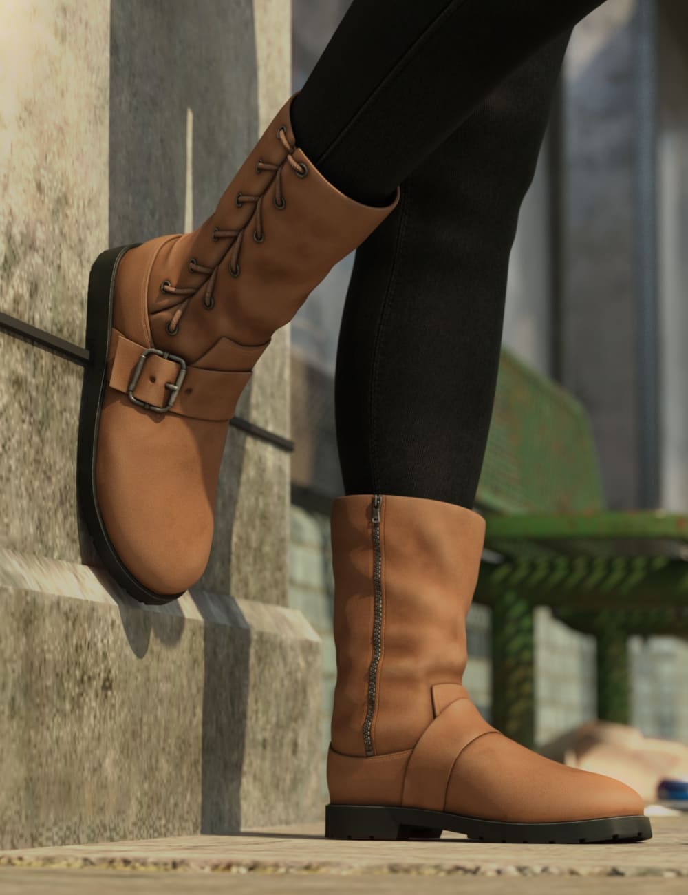 Side Laced Boots for Genesis 8 Female_DAZ3D下载站