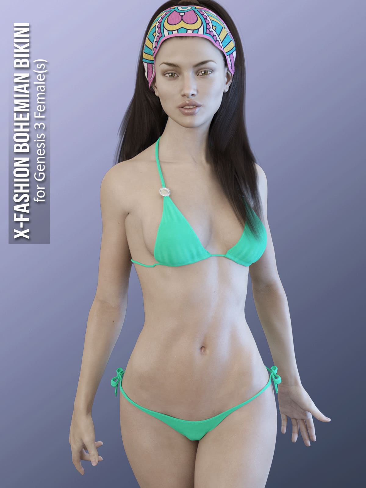 X-Fashion Bohemian Bikini for Genesis 3 Females_DAZ3D下载站