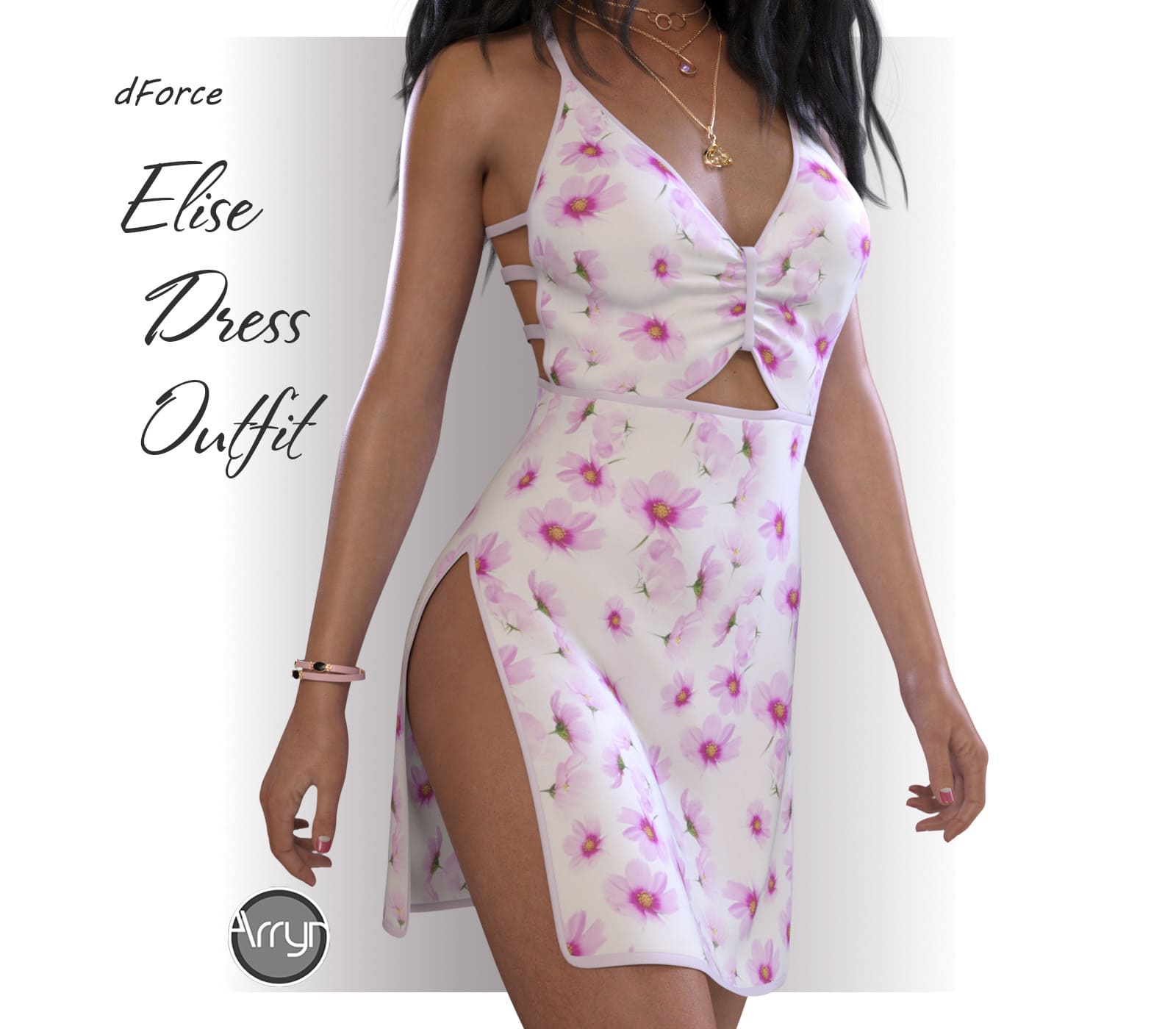 dForce Elise Cocktail Dress outfit for Genesis 8 Females_DAZ3D下载站