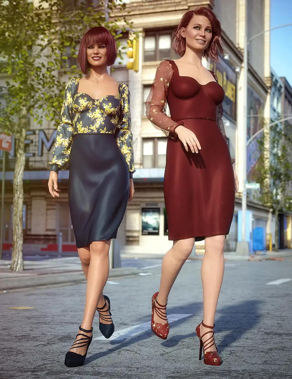 dForce New York Style Dress Outfit Textures_DAZ3DDL