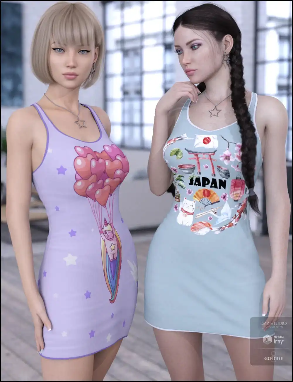 Kawaii Textures for dForce Tanked Dress_DAZ3D下载站