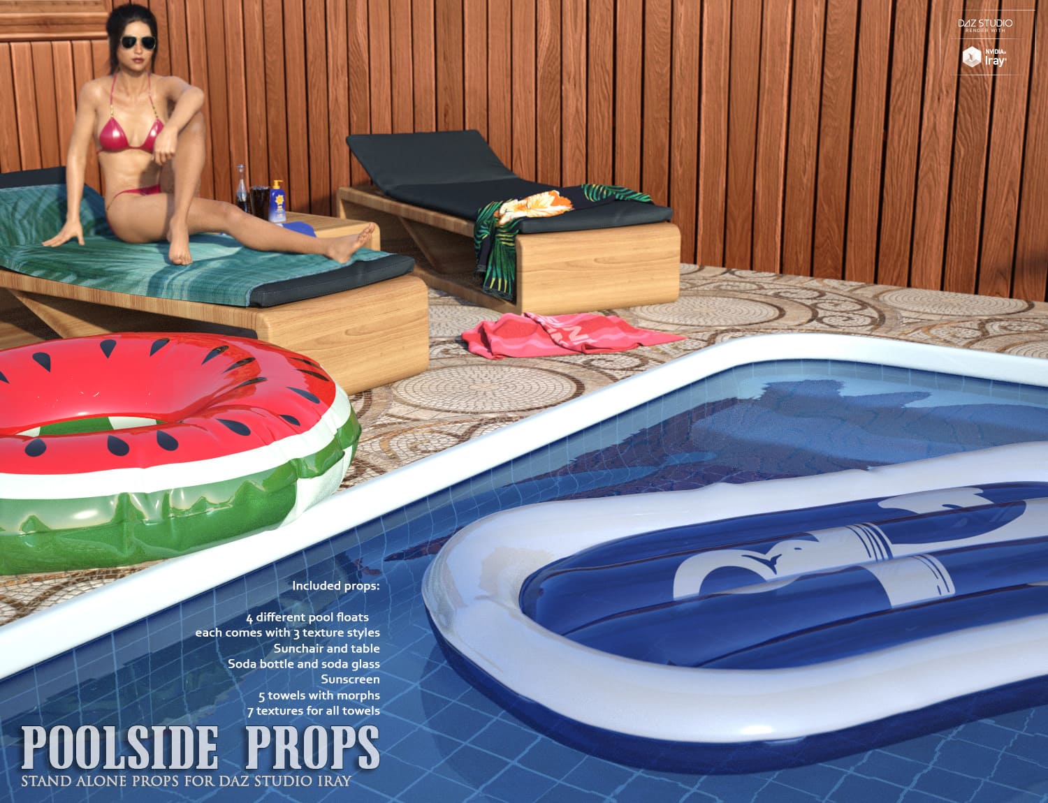 Poolside Props Daz Studio_DAZ3D下载站