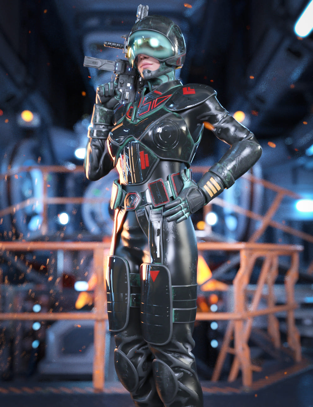 Sci-Fi Heavy Armor for Genesis 8.1 Females_DAZ3D下载站