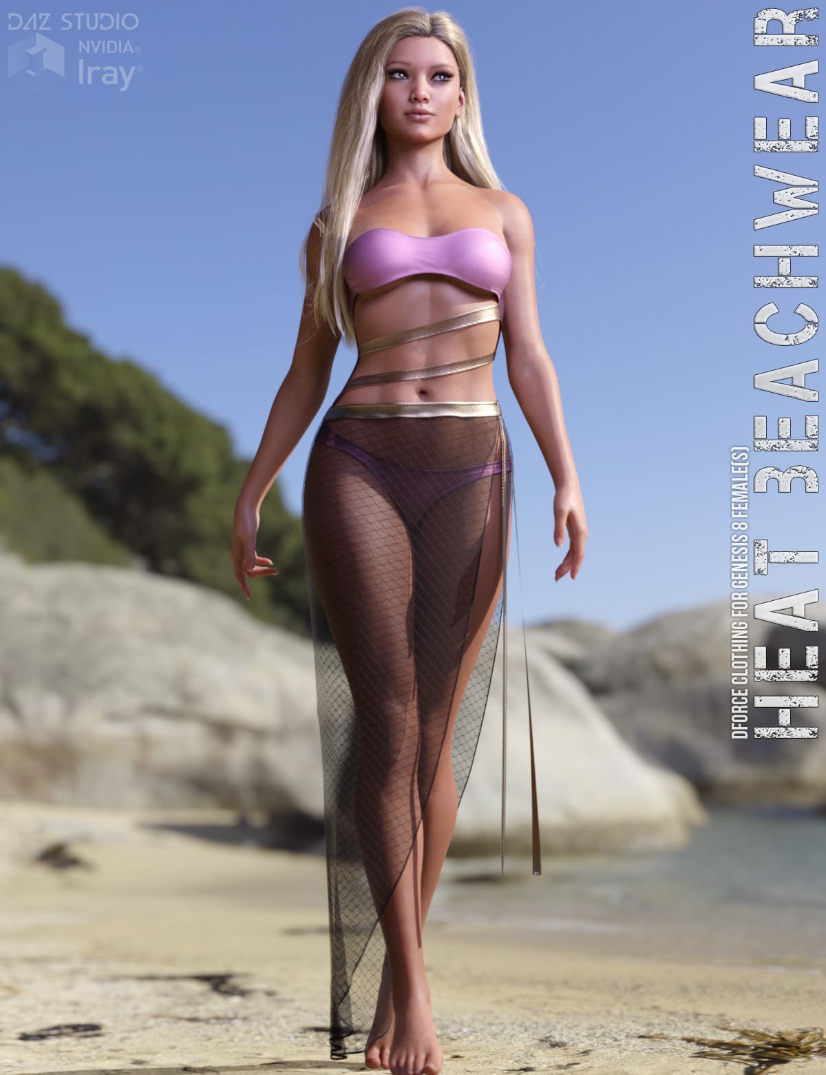 dForce Heat Beachwear for Genesis 8 Females_DAZ3D下载站