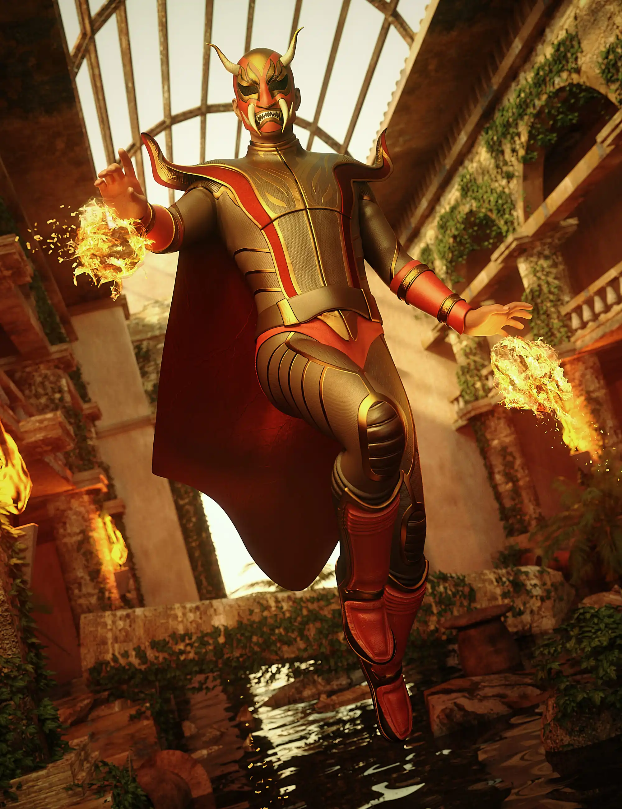 dForce Redmight Outfit for Genesis 8 and 8.1 Males_DAZ3D下载站