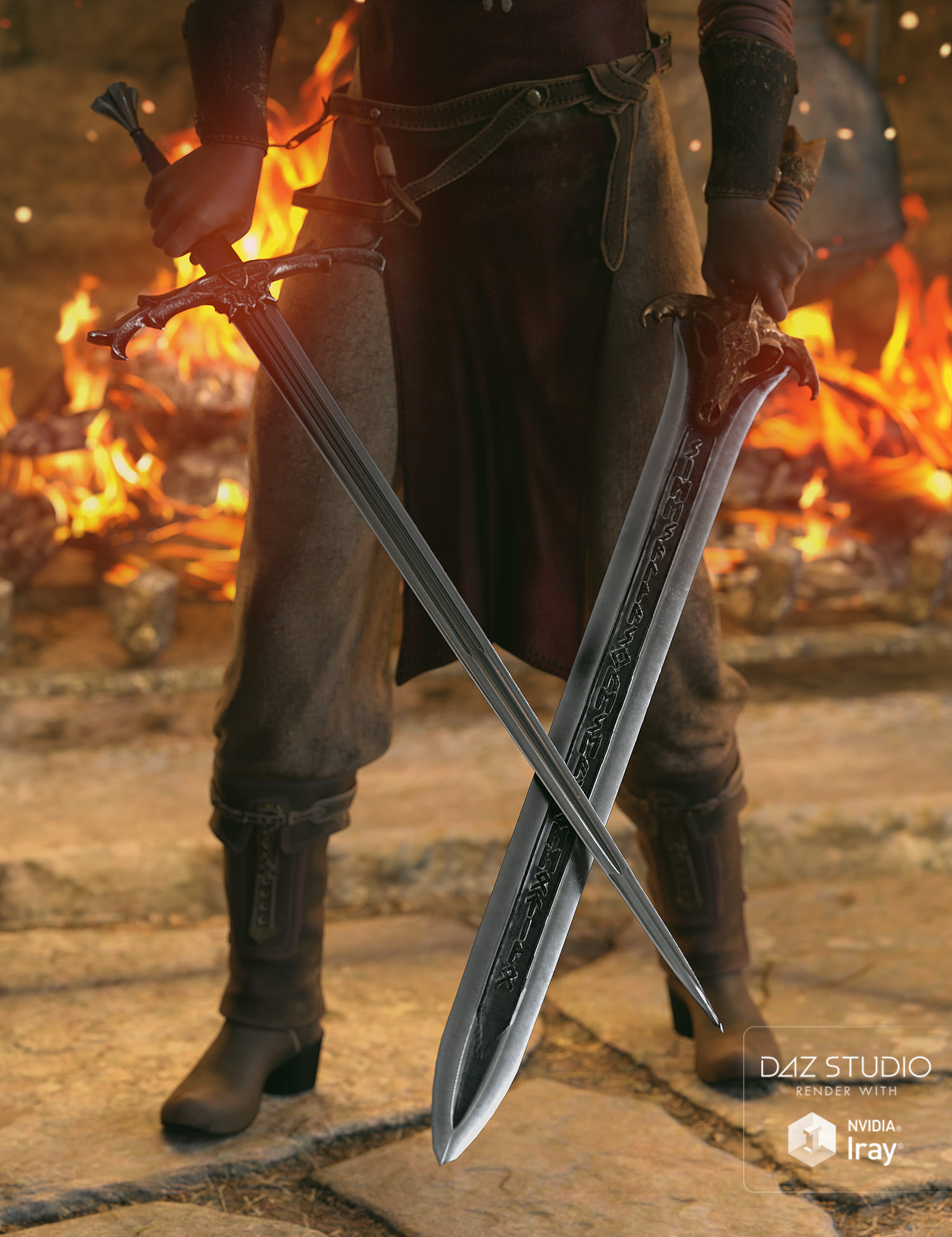 Fantasy Devourer and Excalibur Swords for Genesis 8_DAZ3D下载站
