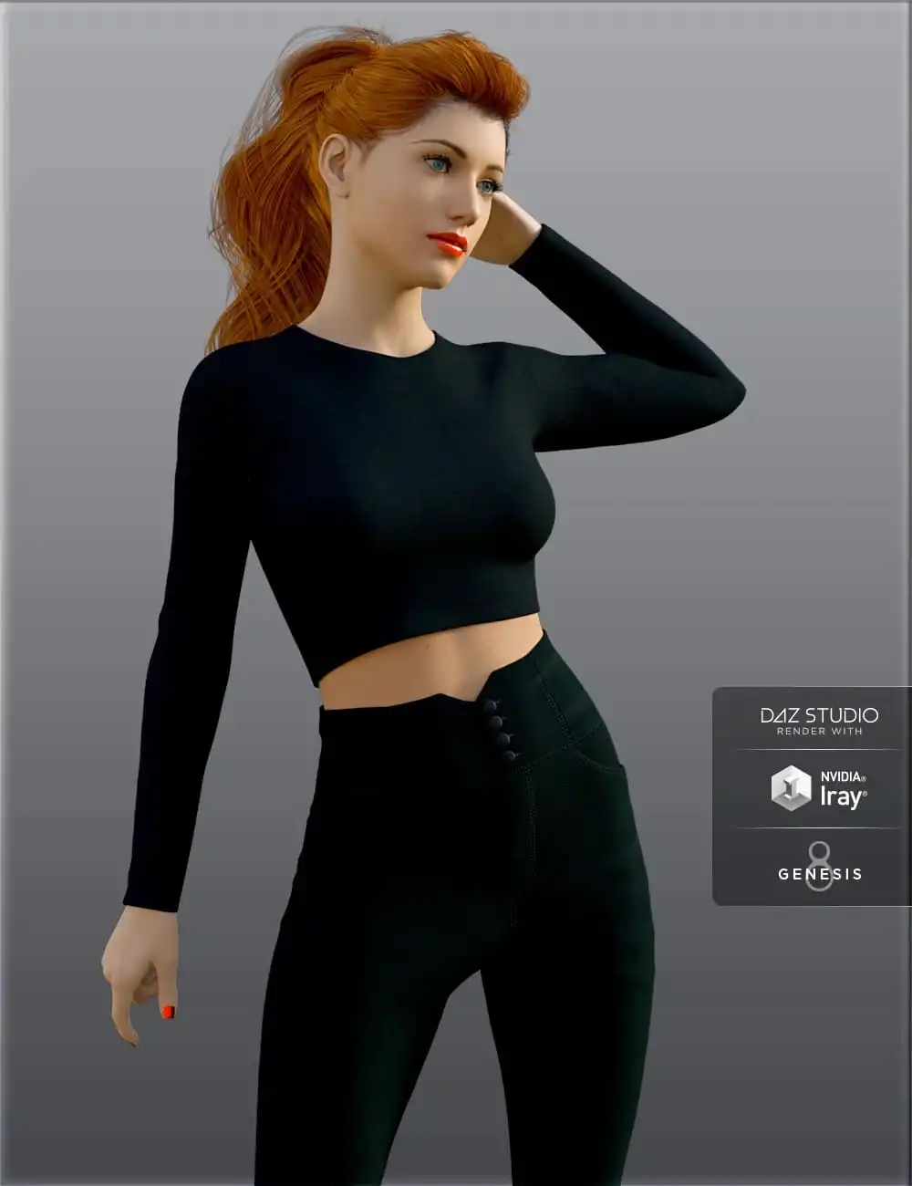 H&C High Waist Pants Outfit for Genesis 8 Female(s)_DAZ3D下载站
