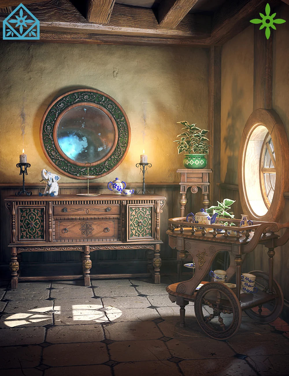 ROG Fantasy Home – Hallway Furniture Set_DAZ3D下载站