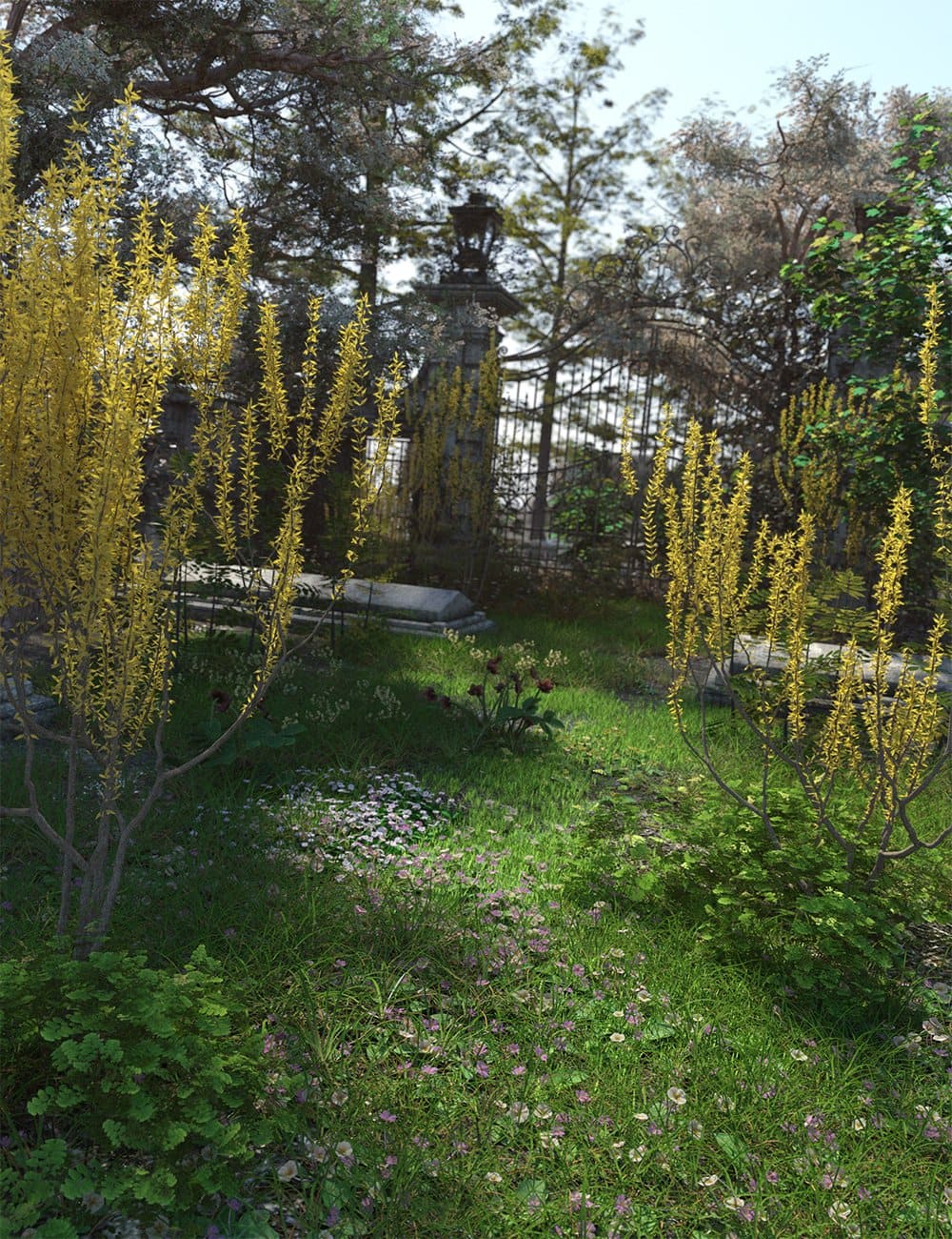 Spring Flowering Shrubs – Golden Forsythia_DAZ3D下载站