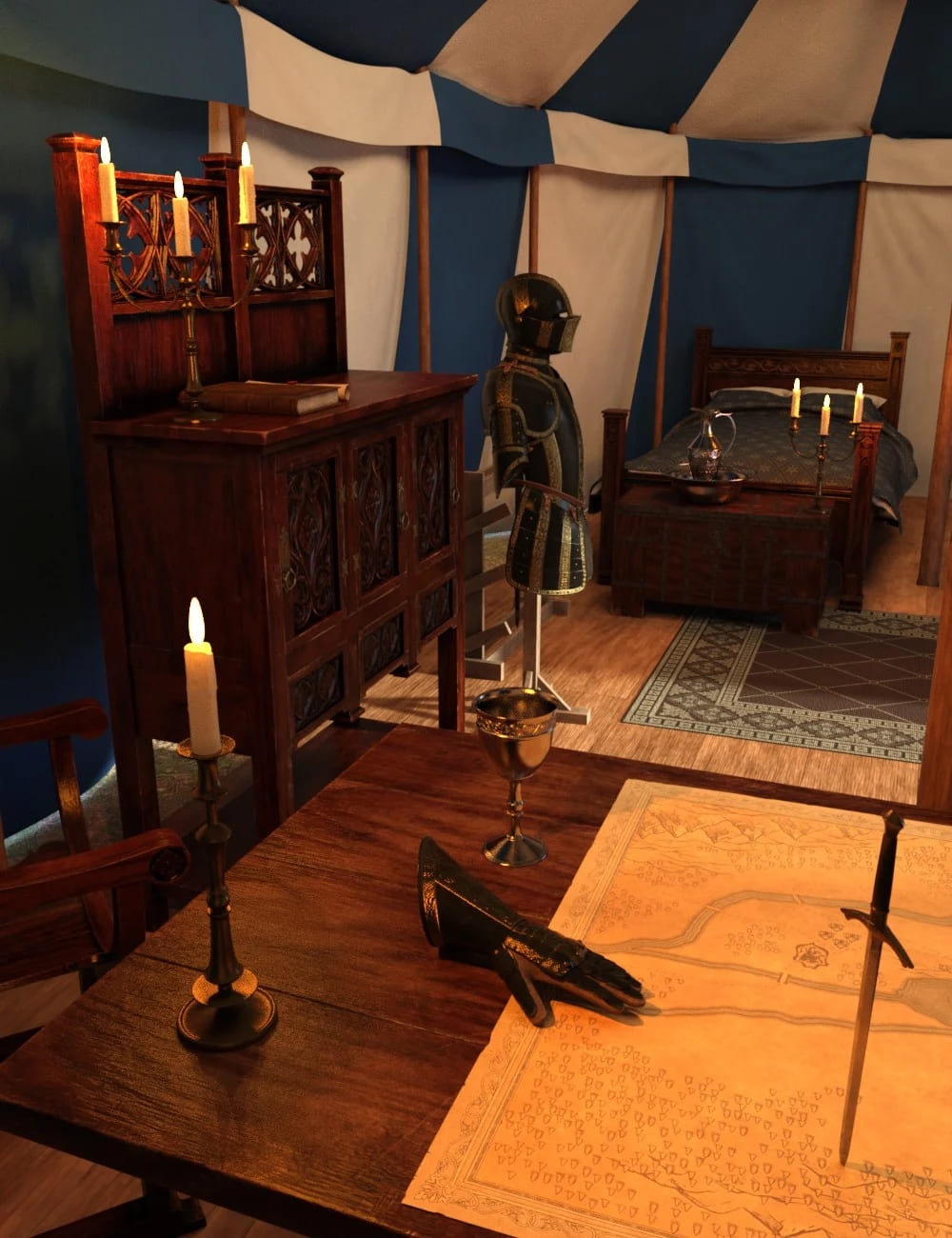 Commander’s Tent Furniture and Things_DAZ3D下载站