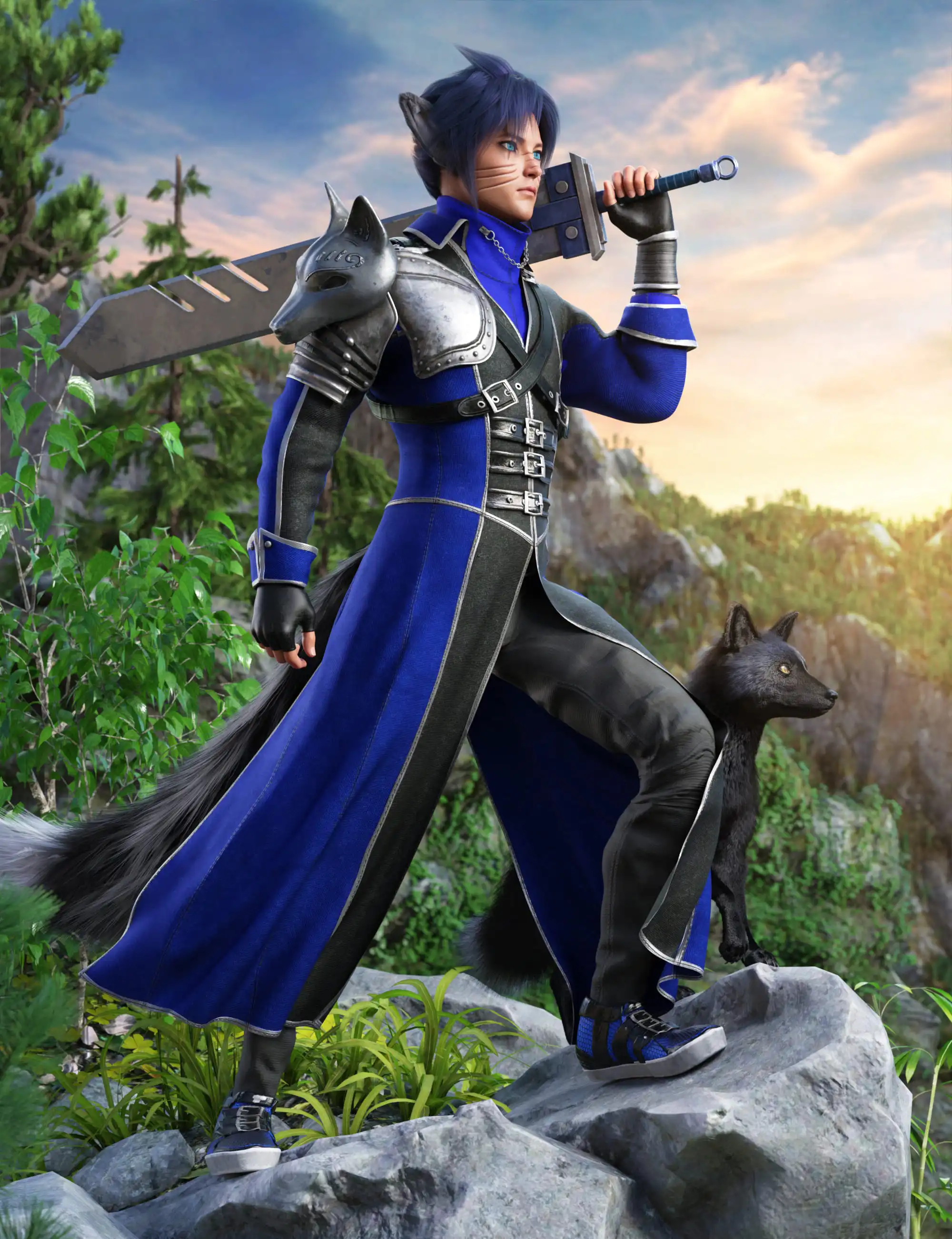 dForce Azurite Outfit for Genesis 8 and 8.1 Males_DAZ3D下载站
