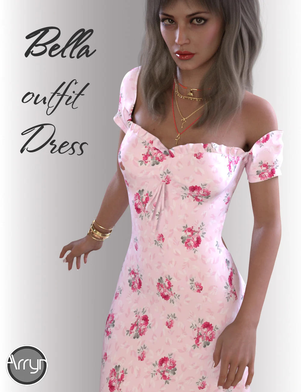 dForce Bella Dress Outfit for Genesis 8.1 Females_DAZ3D下载站