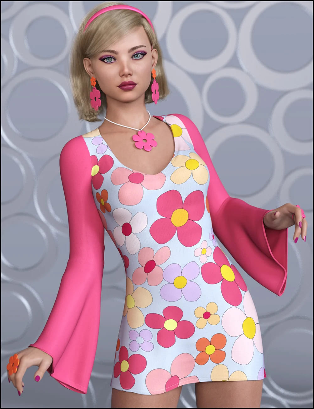 dForce Flower Power Outfit for Genesis 8 Female_DAZ3D下载站