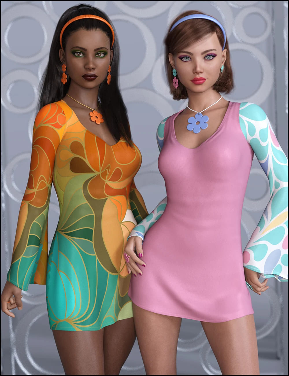 dForce Flower Power Outfit Groovy Textures_DAZ3DDL