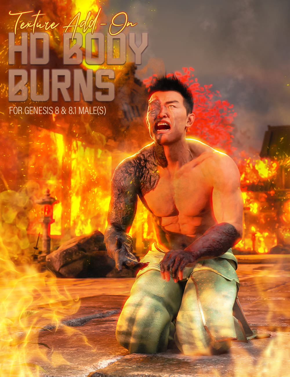 HD Body Burns Add-On for Genesis 8 and 8.1 Males_DAZ3D下载站