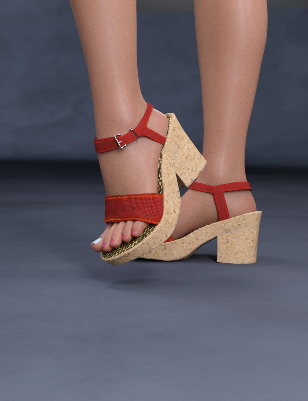 Heeled Cork Sandals for Genesis 8 Female(s)_DAZ3D下载站
