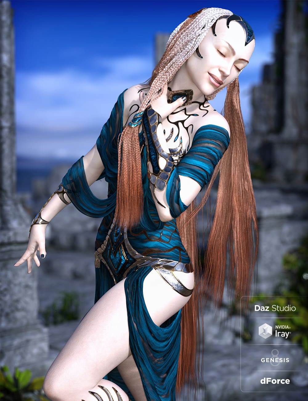 Lady of Mists Hair with dForce for Genesis 8 Female_DAZ3D下载站