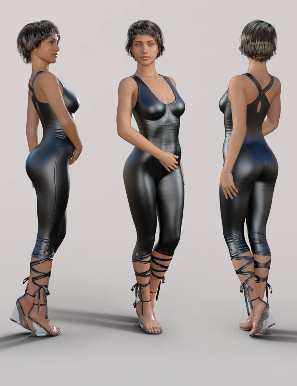 Skinny Jumpsuit and Heeled Sandal for Genesis 8 Female(s)_DAZ3D下载站