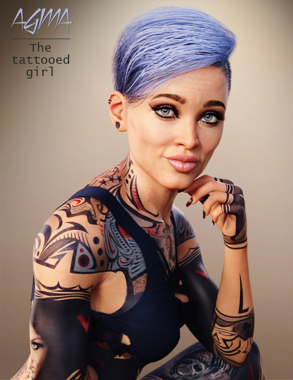 Agma – The Tattooed Girl for Genesis 8 and 8.1 Females_DAZ3D下载站