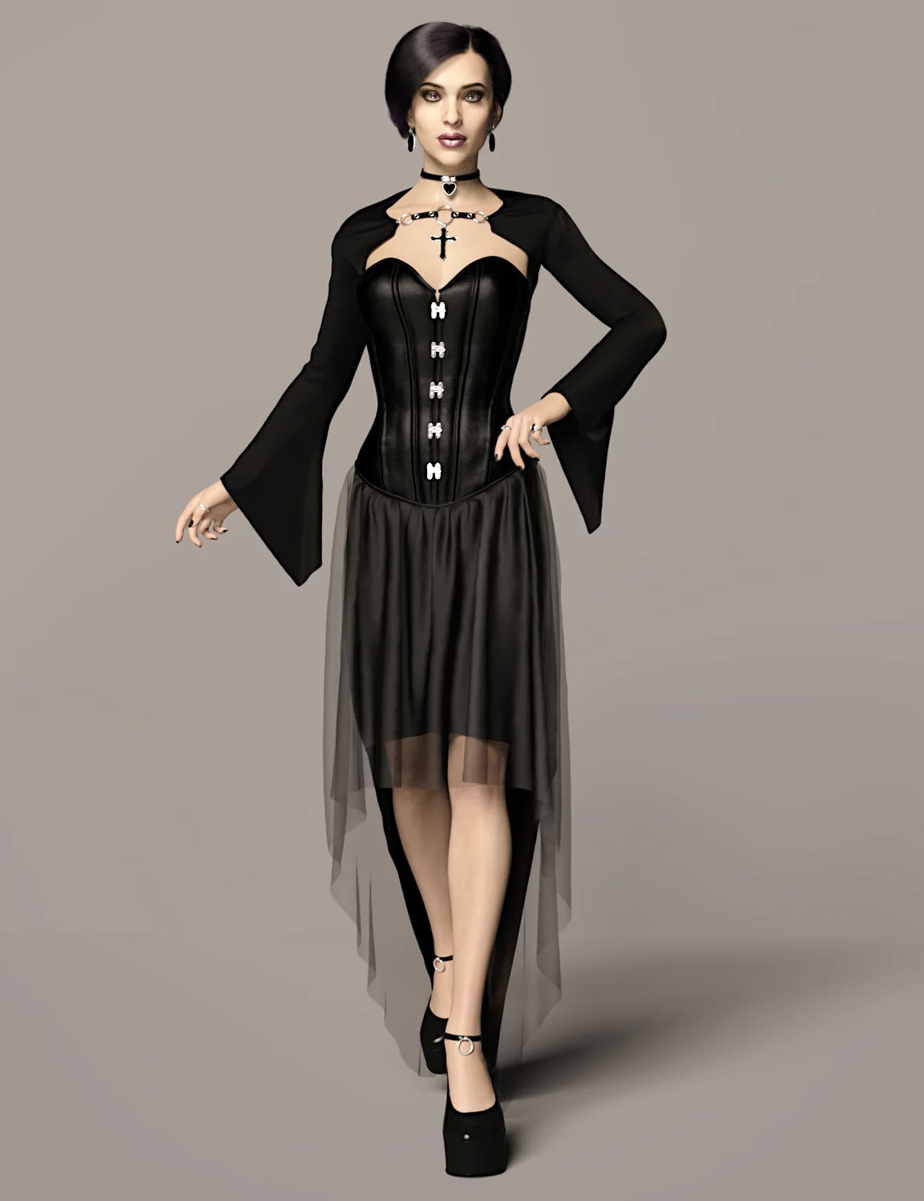 dForce Dark Vamp Outfit for Genesis 8 and 8.1 Females_DAZ3D下载站