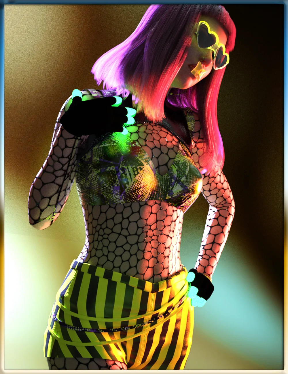 dForce Rave Party Outfit Raveva Textures_DAZ3D下载站