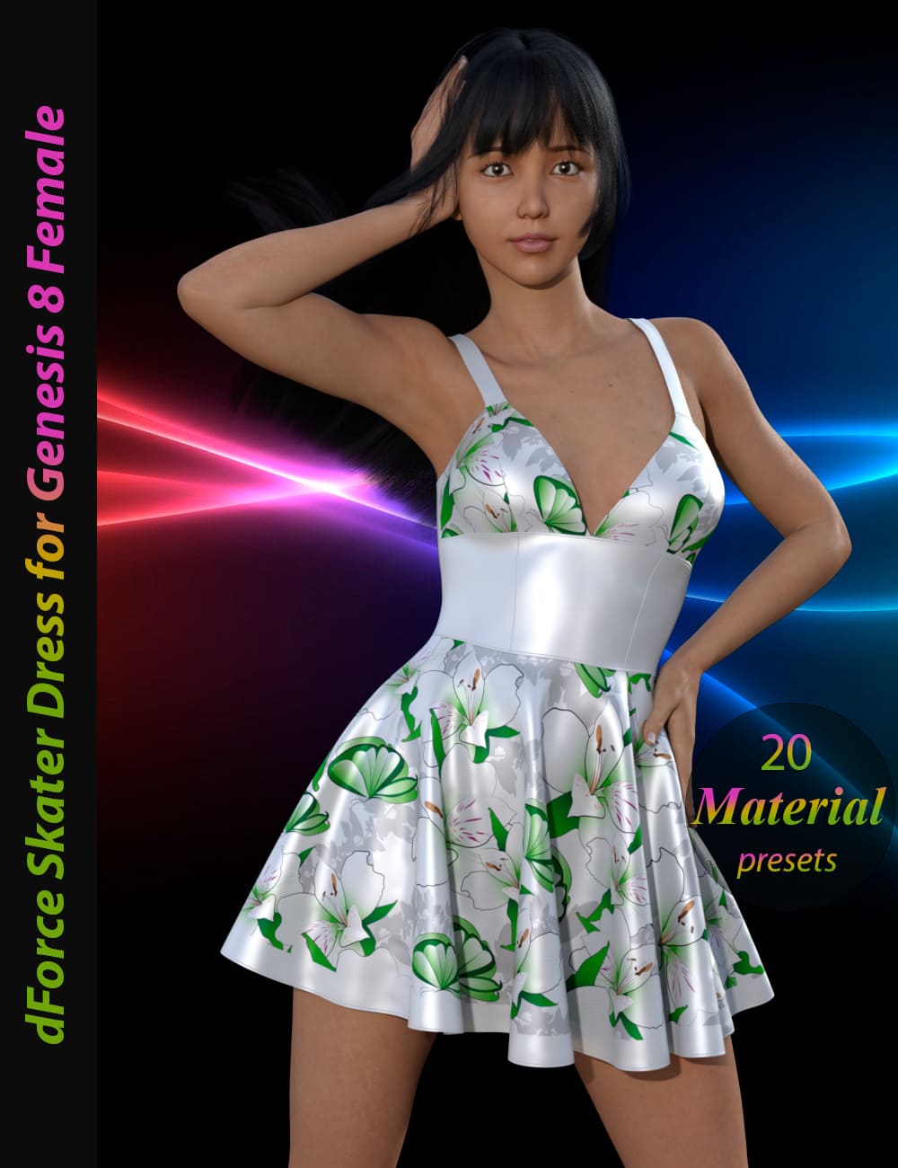 dForce Skater Dress for Genesis 8 Female_DAZ3D下载站