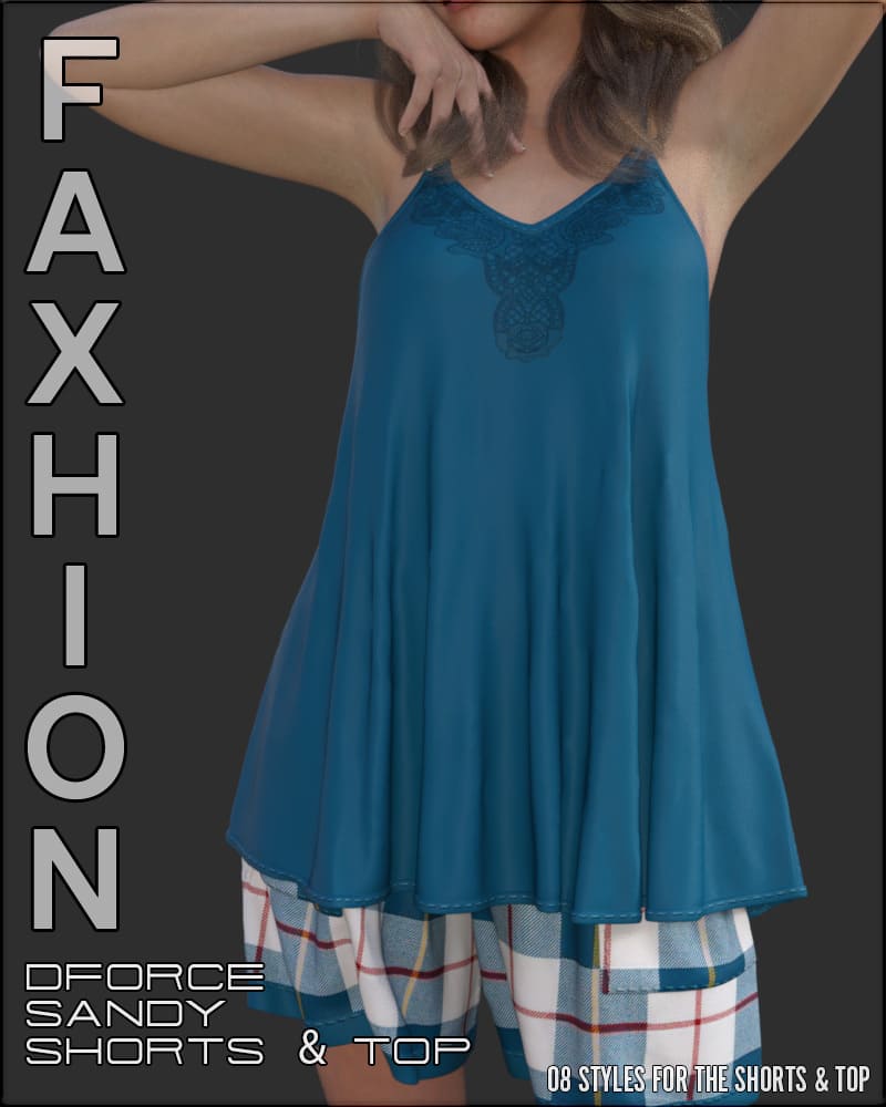 Faxhion – dForce Sandy Tank & Shorts_DAZ3D下载站