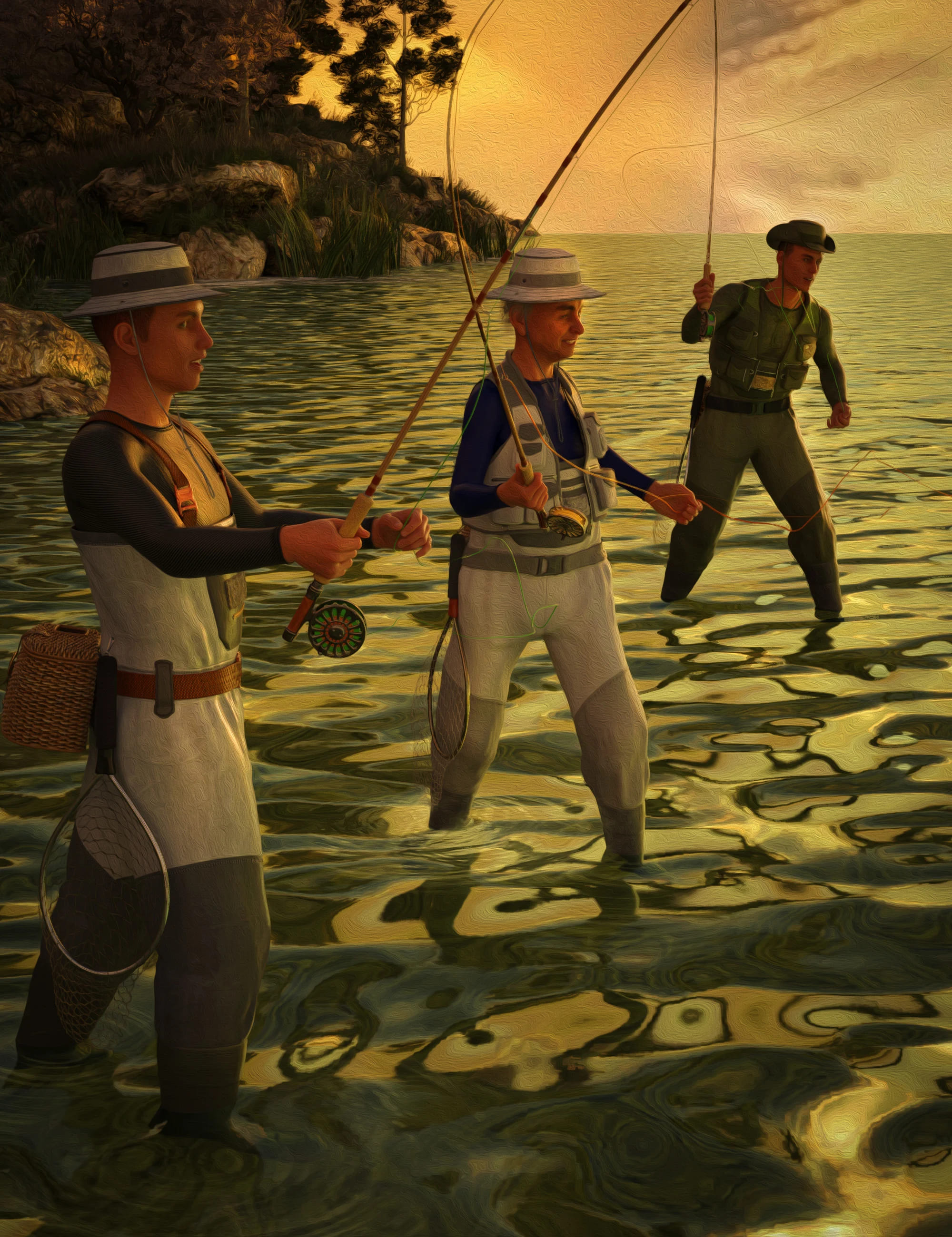 Fly Fishing Poses for Genesis 8 Males_DAZ3D下载站