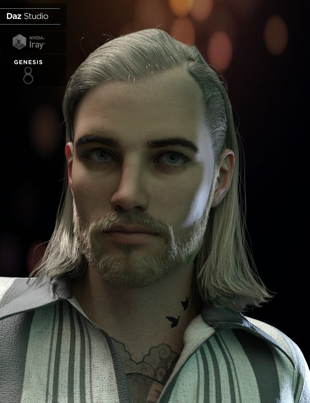 Graig Tough Guy Hair and Beard for Genesis 8.1 Male(s)_DAZ3D下载站