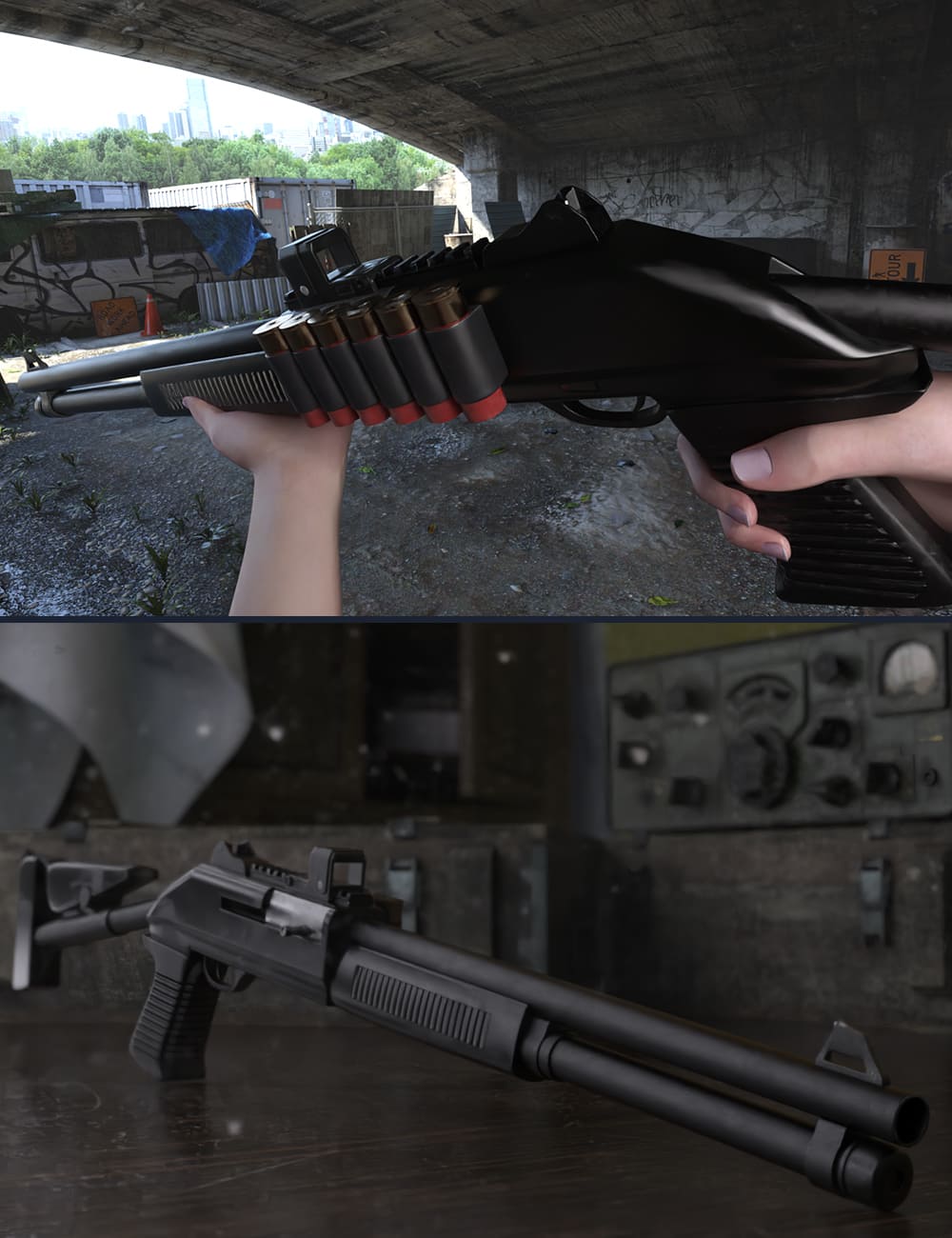 KACC Breacher K2 Shotgun and Poses for Genesis 8 Male and Female_DAZ3D下载站