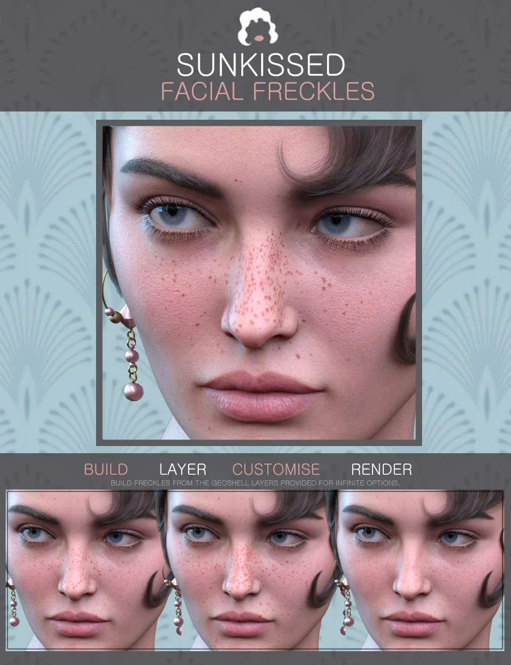 Sun-kissed Facial Freckles for Genesis 3, 8 and 8.1 Females_DAZ3D下载站