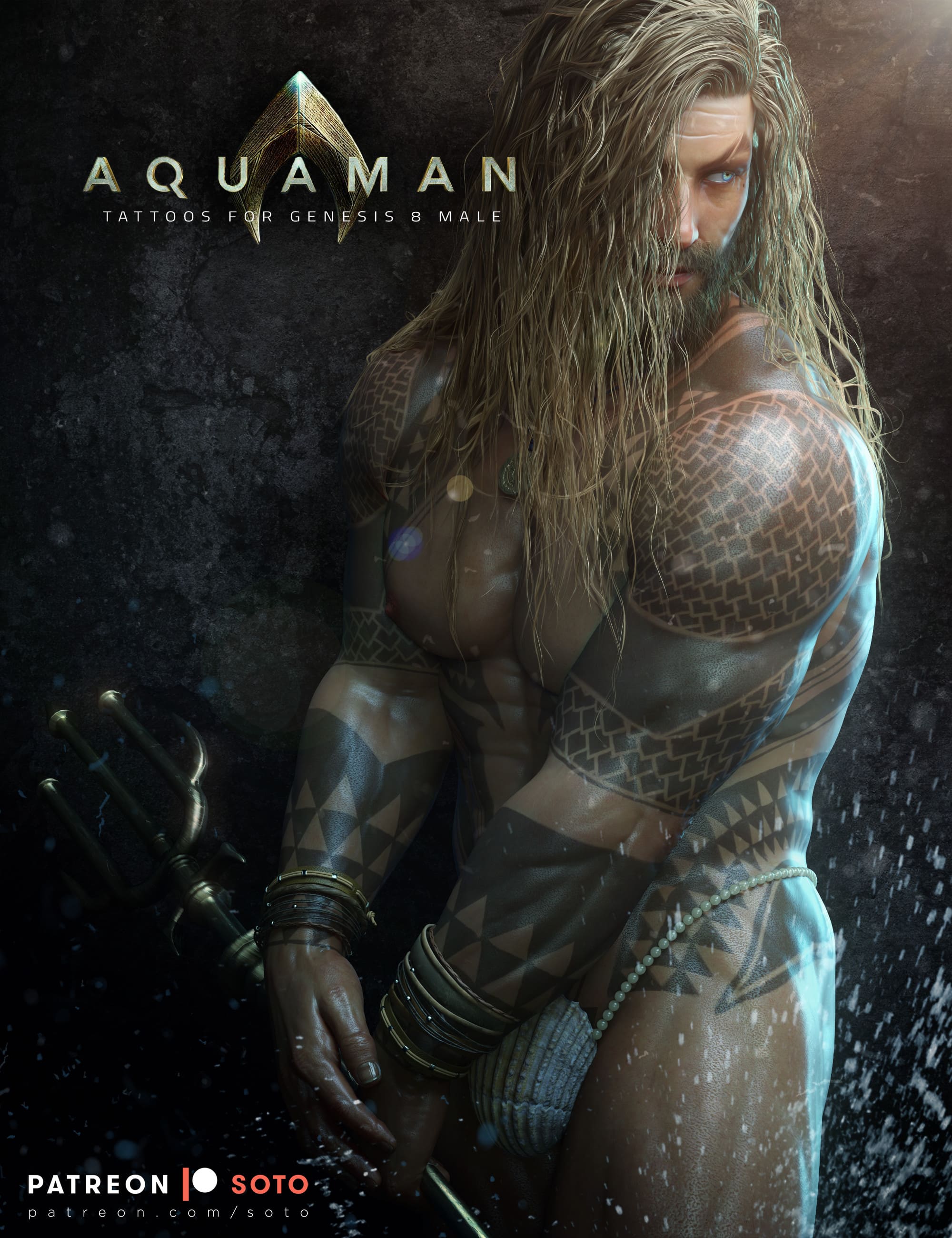 Aquaman Tattoos for Genesis 8 Male_DAZ3D下载站